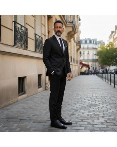 Mocassin Mezlan 50260 cuir noir et véritable autruche noir