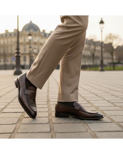 Mocassin Mezlan 50260 cuir marron et véritable autruche marron