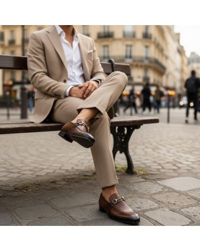 Mocassin Mezlan 50289 véritable lézard marron