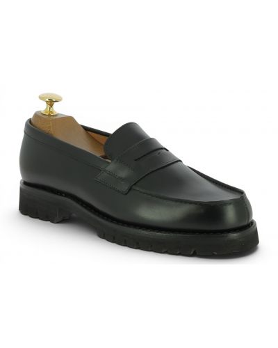 Womens Loafer John Mendson 868 with commando rubber sole in black leather