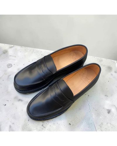 Mocassin Femme John Mendson 868 semelle gomme commando cuir noir