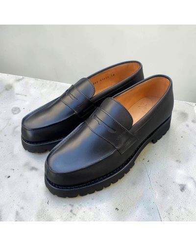 Mocassin Femme John Mendson 868 semelle gomme commando cuir noir