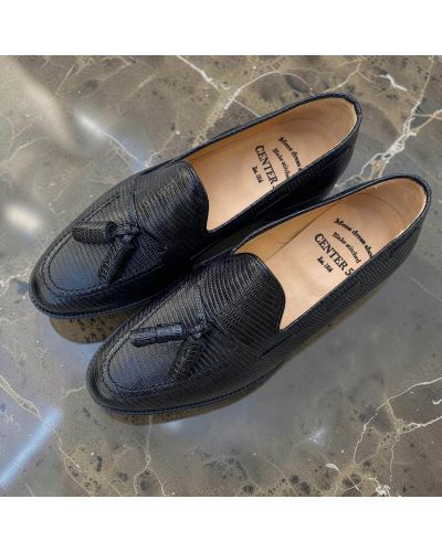 Moccasin with Pompons Center 51 3136 Will black lizard-effect embossed leather