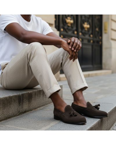 Mocassin à pompons Center 51 3136D Will daim marron