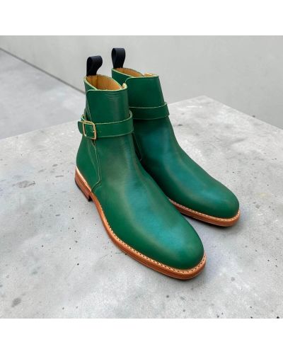 Bottine John Mendson 6191 à lanière cuir vert