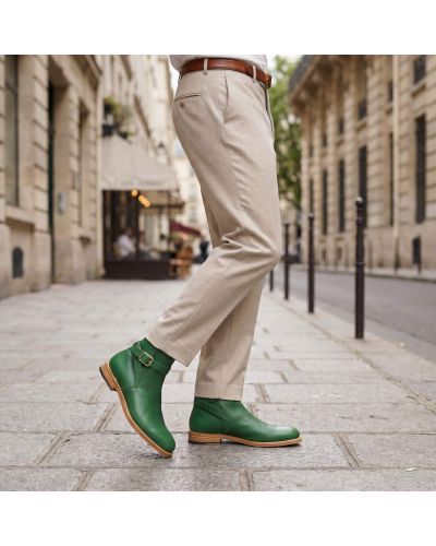 Bottine John Mendson 6191 à lanière cuir vert