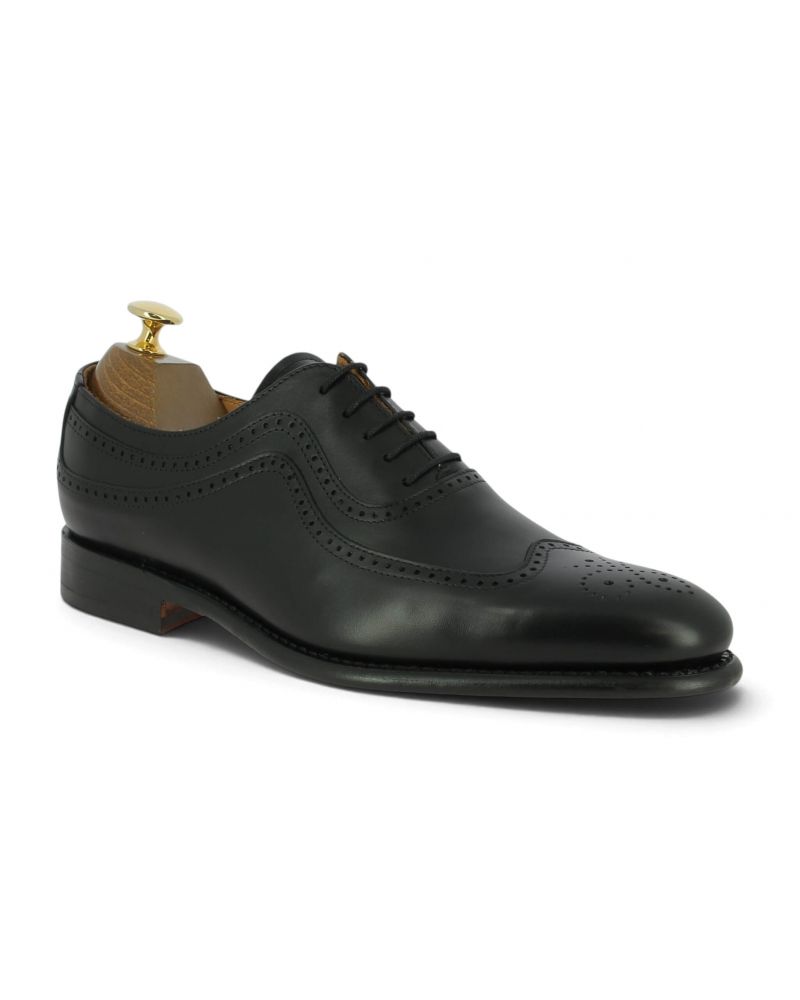Full Brogue Wingtip Oxford Shoes John Mendson 8608 black leather