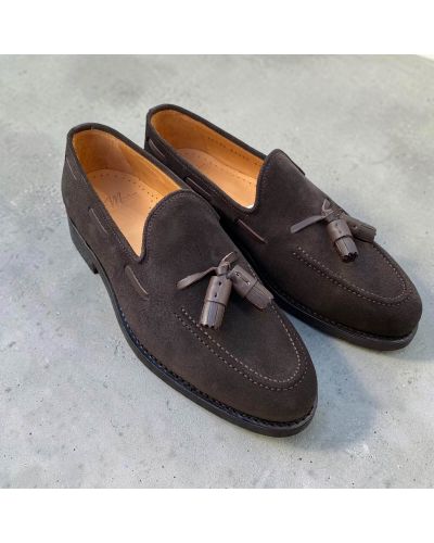 Mocassin à pompons John Mendson 14305 daim marron