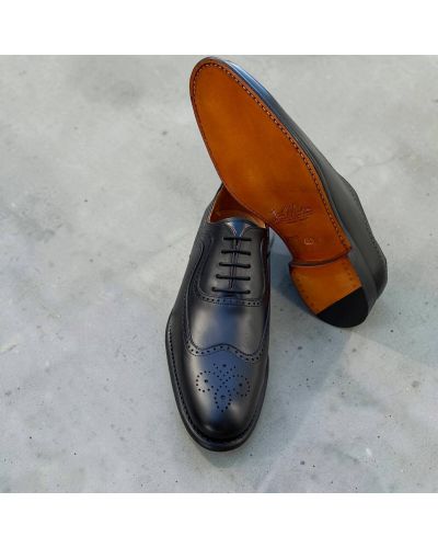 Full Brogue Wingtip Oxford Shoes John Mendson 8608 black leather