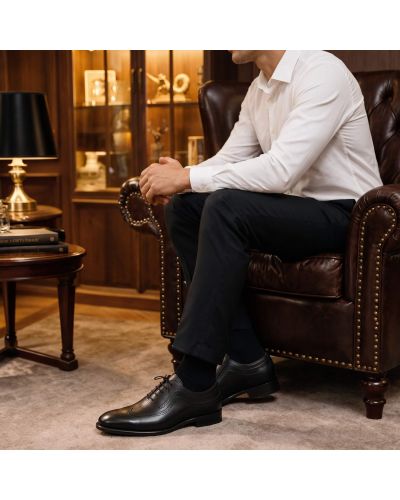Richelieu Full Brogue wingtip John Mendson 14386 cuir noir