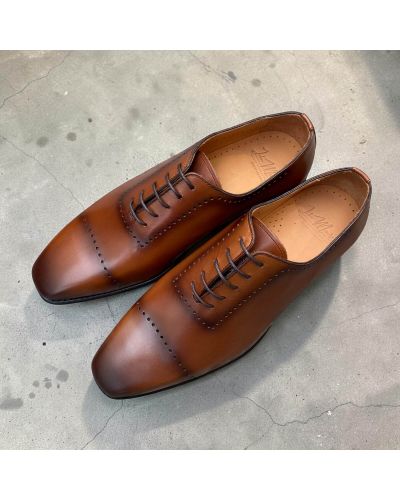 One Cut Brogue Oxford Shoes John Mendson 9413 brown leather