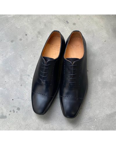 One Cut Brogue Oxford Shoes John Mendson 9413 black leather