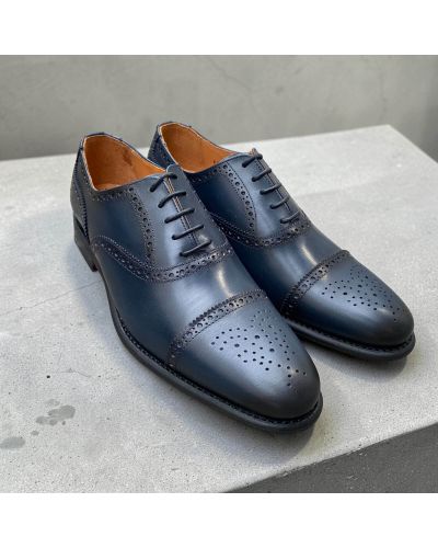 Semi Brogue Oxford Shoes John Mendson 8731 navy leather