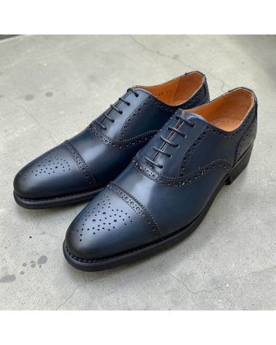Semi Brogue Oxford Shoes John Mendson 8731 navy leather