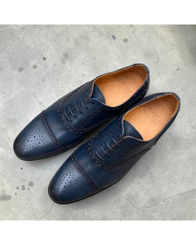 Richelieu Semi Brogue John Mendson 8731 cuir marine