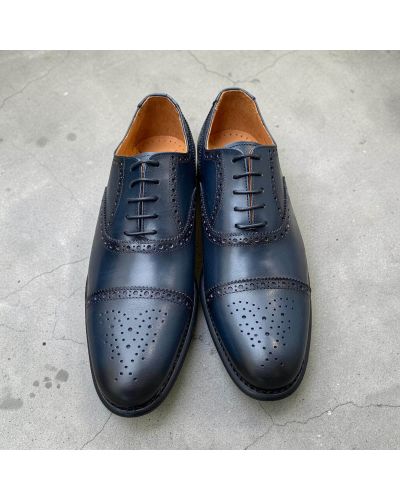 Richelieu Semi Brogue John Mendson 8731 cuir marine