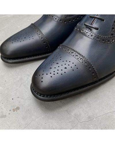 Semi Brogue Oxford Shoes John Mendson 8731 navy leather