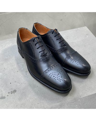 Semi Brogue Oxford Shoes John Mendson 8731 black leather