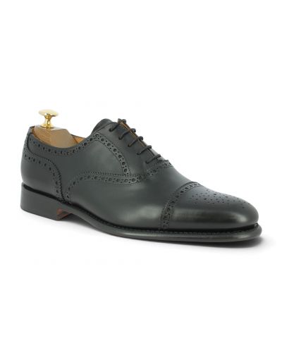 Semi Brogue Oxford Shoes John Mendson 8731 black leather