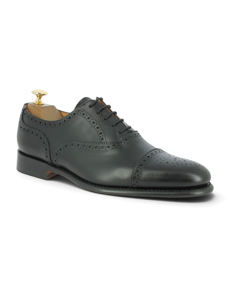 Semi Brogue Oxford Shoes John Mendson 8731 black leather