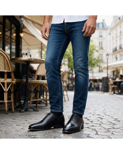 One Cut Brogue Oxford Shoes John Mendson 9413 black leather