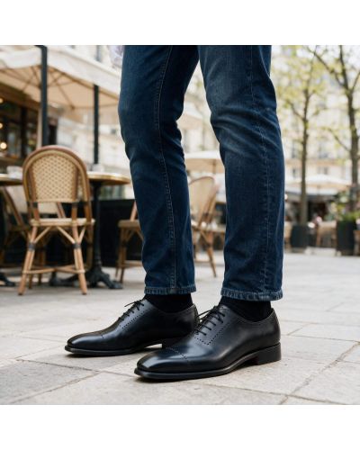 Richelieu One cut Brogue John Mendson 9413 cuir noir