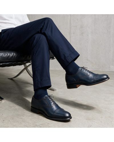 Richelieu Semi Brogue John Mendson 8731 cuir marine