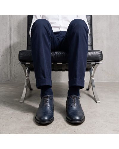Semi Brogue Oxford Shoes John Mendson 8731 navy leather
